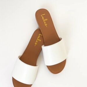 Lulu's White and Brown Minimalist Sandals